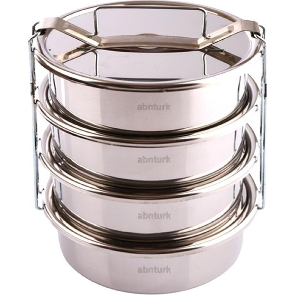 abnturk Paslanmaz Çelik 17X7CM 4 Kaplı Isıtılabilir Sefer Tası 5-6 Kişilik Yemek Taşıma Kabı 1000ML X4=4 Lt Kamp Mutfağı Fiyatı