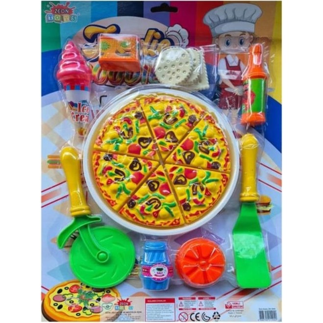 Abnturk Tepsi Pizza Kesilen Meyve Sebze Dondurma Bisküvi Pasta 17 Parça Evcilik Oyuncak - Renkli Tepsiler / Fırın Kapları Fiyatı