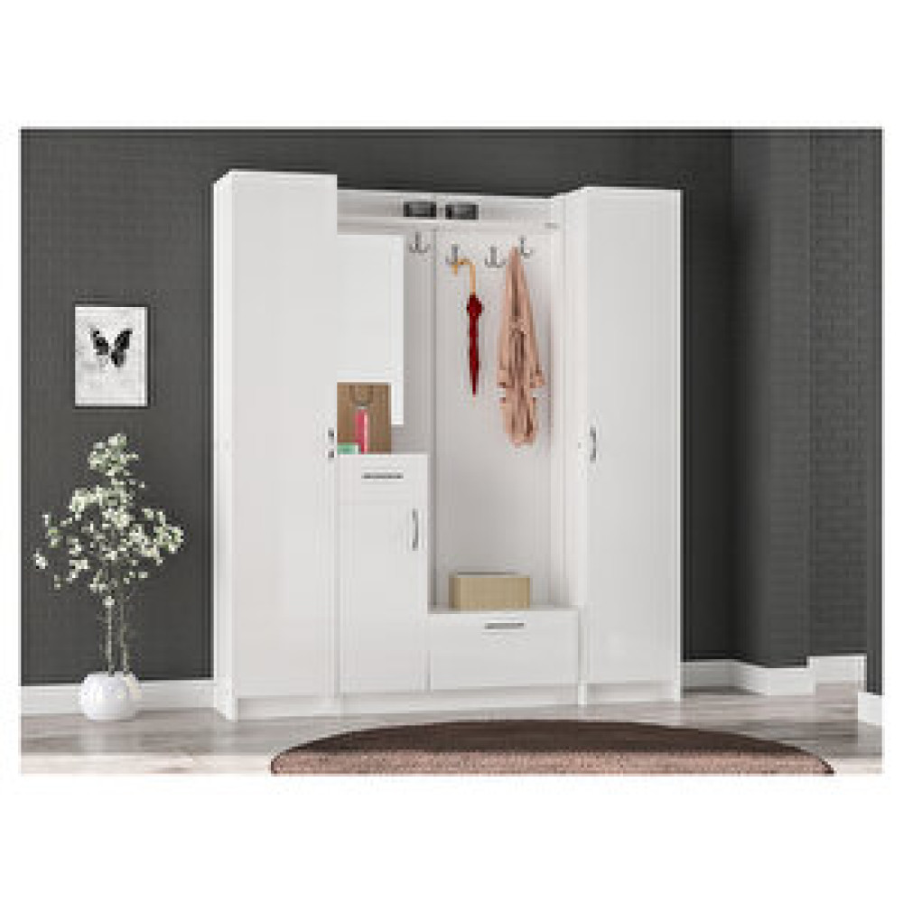 Abre Mobilya Vm-343637 Beyaz Vestiyer Portmanto Ayakkabılık Portmanto Fiyatı