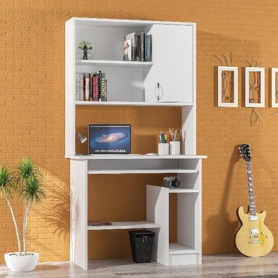 Abre VM-642 Kitaplıklı Beyaz Çalışma Masası
