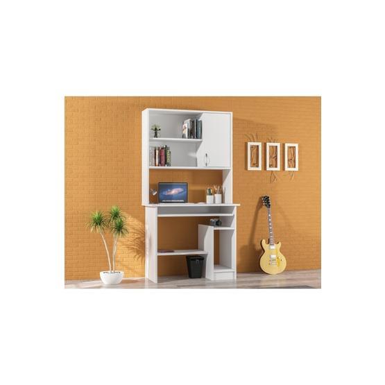 Abre VM-642 Kitaplıklı Beyaz Çalışma Masası