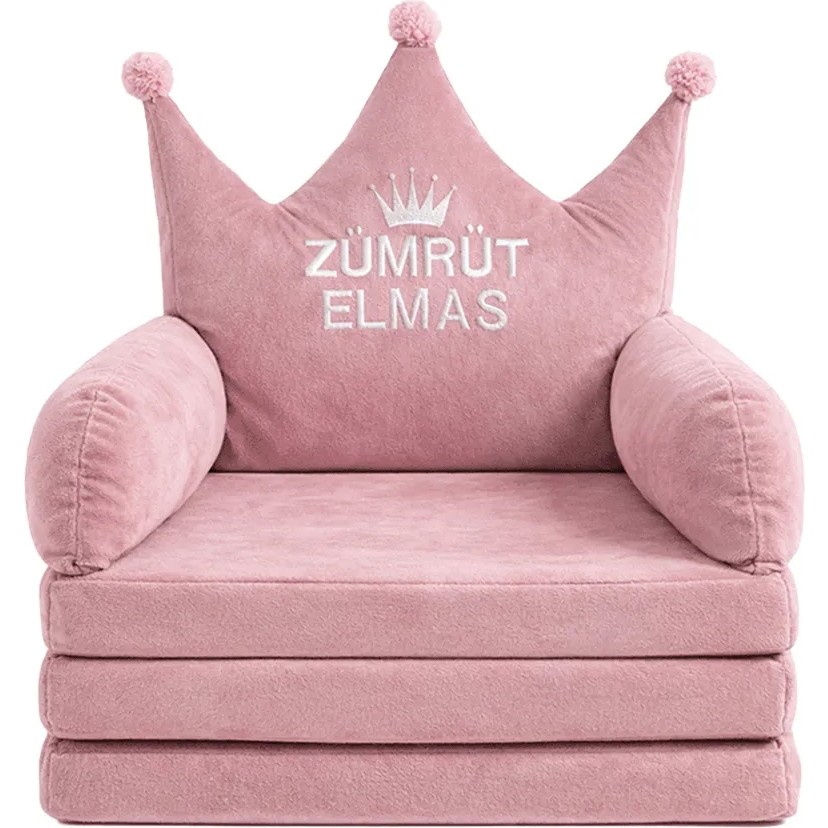 Abt Kişiye Özel Isimli Taç Tasarımlı Bebek & Çocuk Koltuğu - Pembe Diğer Fiyatı