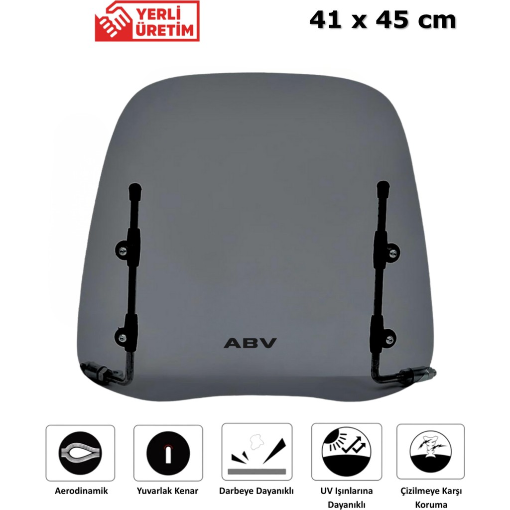 ABV Üniversal Füme Siperlik (41x45 cm) + Bağlantı Ekipmanı (Motosiklet Camı) Diğer Fiyatı