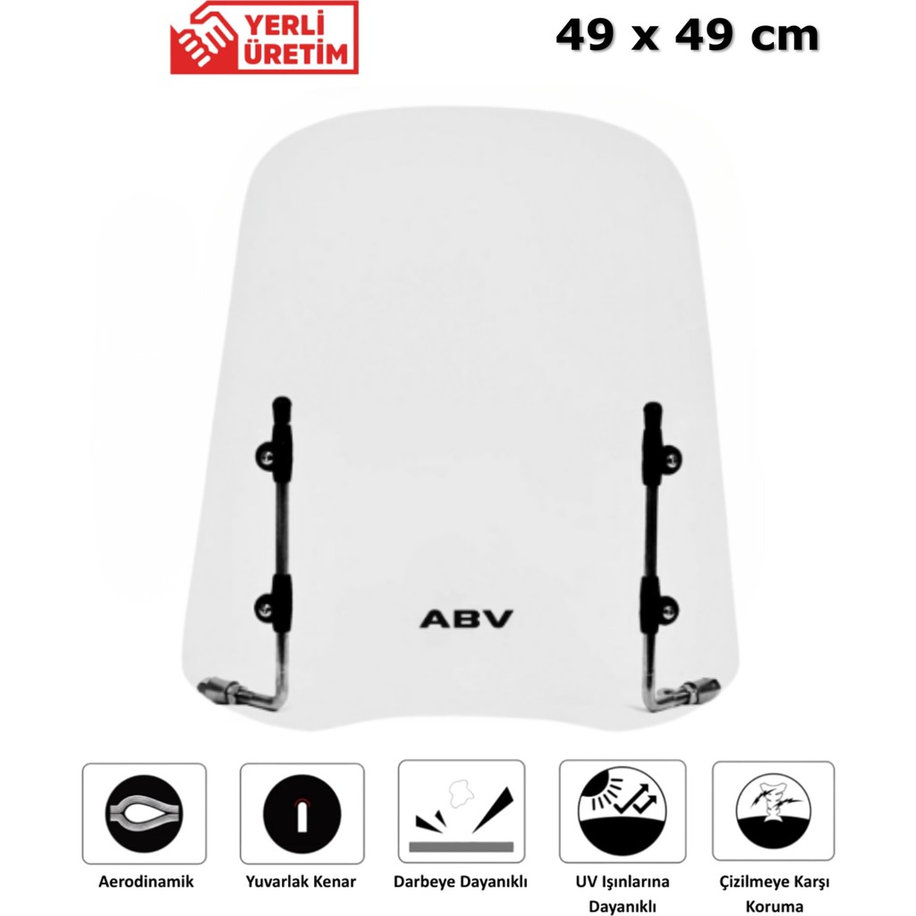 ABV Üniversal Şeffaf Siperlik (49x49 cm) + Bağlantı Ekipmanı (Motosiklet Camı) Diğer Fiyatı