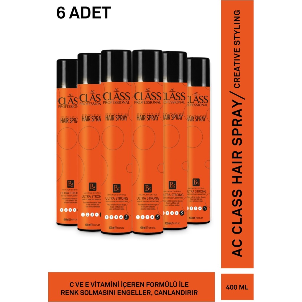 Ac Class Saç Spreyi Ultra Strong 5 No 400 ml 6 Adet Yatıştırıcı Özellikli Tüm Saçlar İçin Diğer Fiyatı