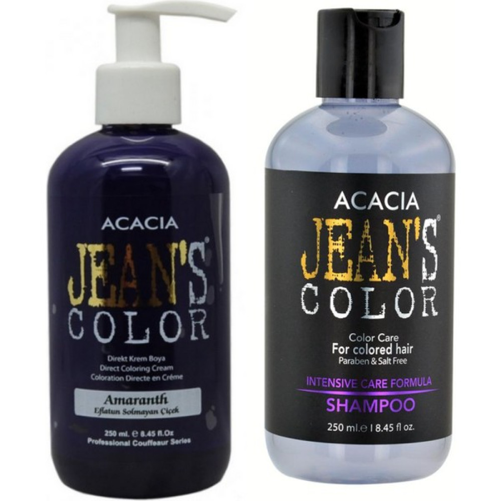 Acacia Jeans Color Boya Koruyucu Şampuan 250 ml ve Renkli Saç Boyası Eflatun Solmayan Çiçek 250 ml - 6 Saç Boyası Fiyatı