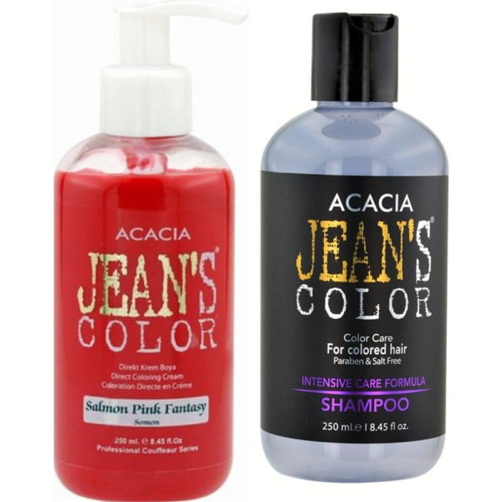 Acacia Jeans Color Boya Koruyucu Şampuan 250 ml ve Renkli Saç Boyası Somon 250 ml - 3 Saç Boyası Fiyatı