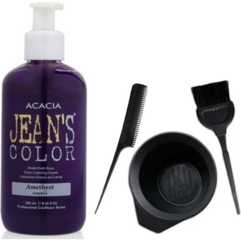 Acacia Jeans Color Saç Boyası Ametist 250ml Ve Fluweel Saç Boya Kabı Seti - 1 Giyim & İç Giyim Fiyatı