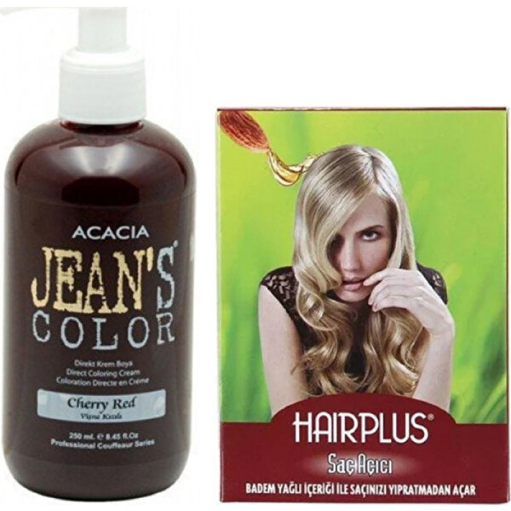 Acacia Jeans Color Saç Boyası Vişne Kızılı 250 ml ve Hairplus Saç Açıcı Saç Boyası Fiyatı