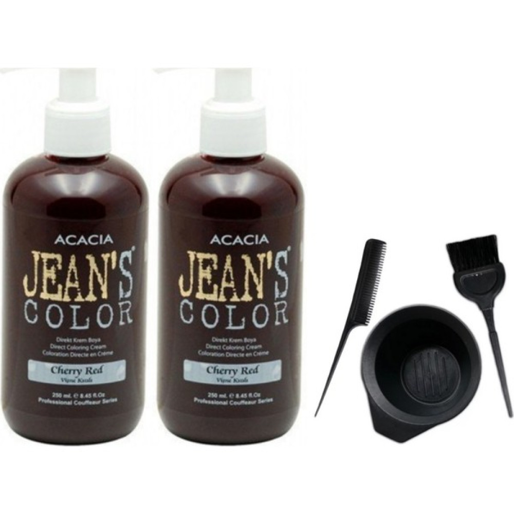 Acacia Jeans Color Saç Boyası Vişne Kızılı 250ml 2AD ve Saç Boya Kabı Seti Saç Boyası Fiyatı