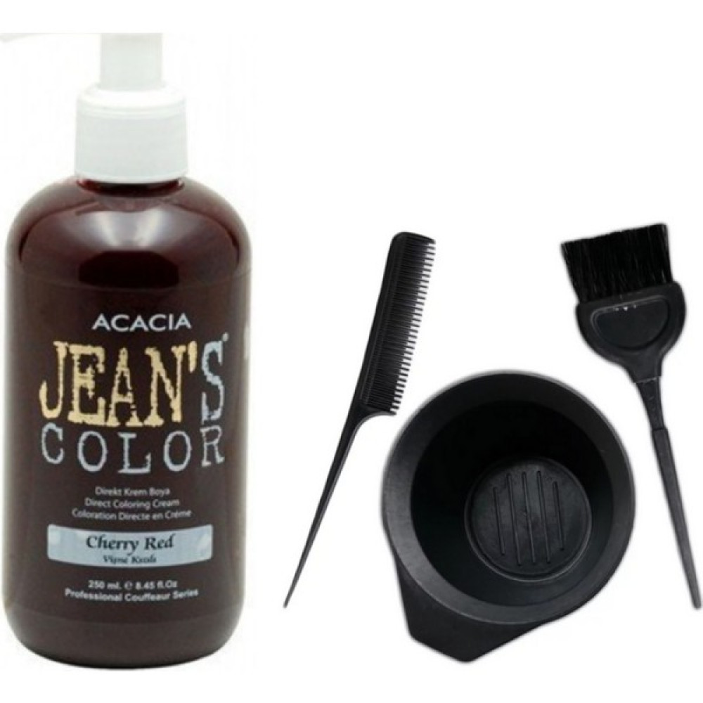 Acacia Jeans Color Saç Boyası Vişne Kızılı 250ml ve Saç Boya Kabı Seti Saç Boyası Fiyatı