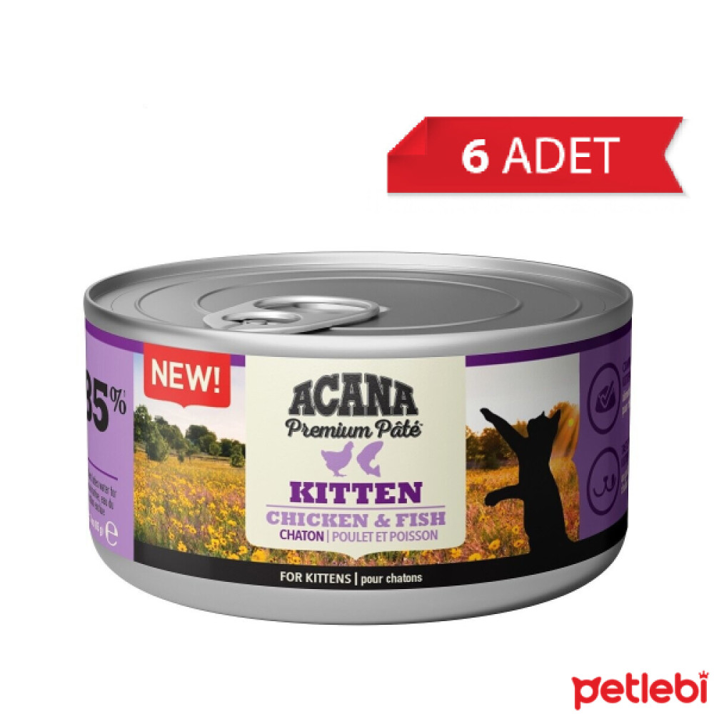 Acana Premium Pate Tavuklu ve Balıklı Ezme Yavru Kedi Konservesi 85gr (6 Adet) Evcil Hayvan Ürünleri Fiyatı