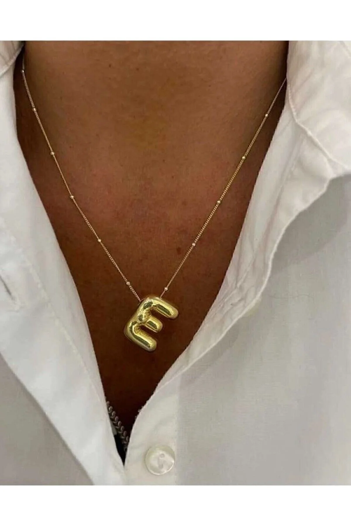 Accessories Üç Boyutlu Çelik E Harfli Balon Gold Renk Kolye" Bijuteri Kolye Fiyatı