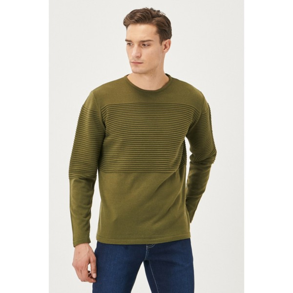 AC&Co / Altınyıldız Classics Erkek Acık Hakı Standart Fit Normal Kesim Tüylenme Yapmayan Bisiklet Yaka Triko Kazak Erkek Kazak & Süveter & Triko Fiyatı