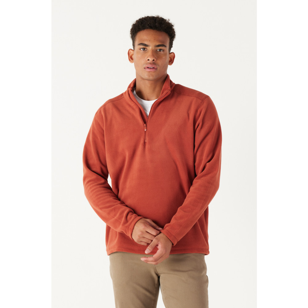 AC&Co / Altınyıldız Classics Erkek Açık Kahve Anti-Pilling Tüylenme Yapmayan Standart Fit Dik Yaka Polar Sweatshirt M Beden Kadın Giyim Fiyatı