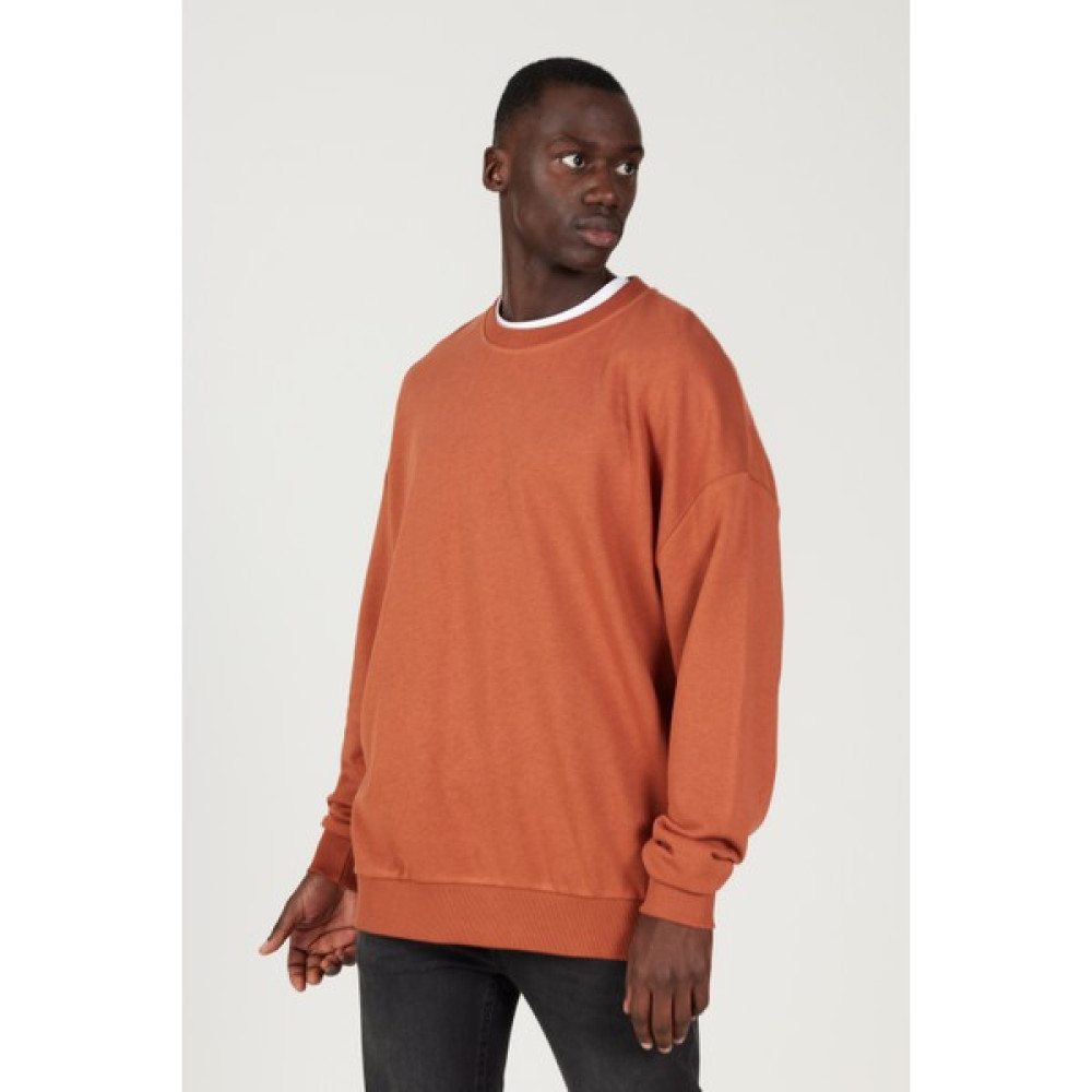 AC&Co / Altınyıldız Classics Erkek Açık Kahve Oversize Bol Kesim 3 Iplik Bisiklet Yaka Pamuklu Sweatshirt Erkek Sweatshirt Fiyatı