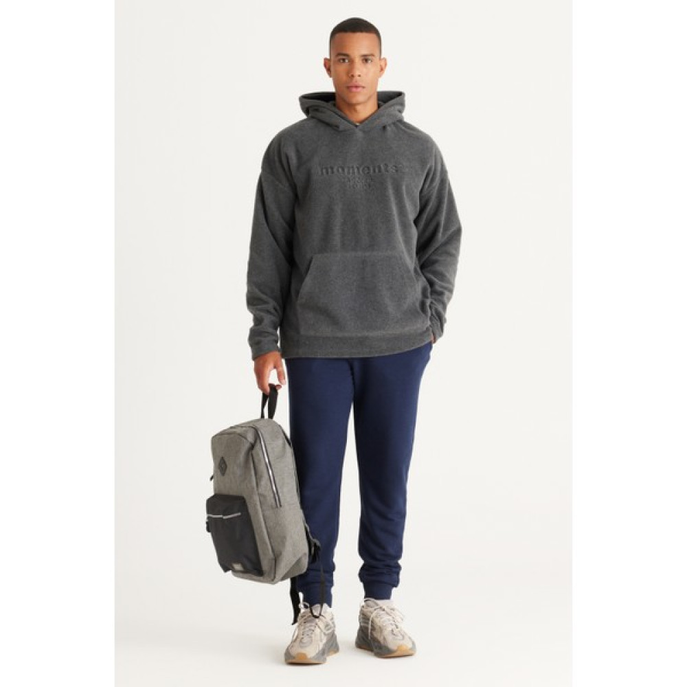 AC&Co / Altınyıldız Classics Erkek Antrasit-Melanj Oversize Bol Kesim Kapüşonlu Polar Erkek Sweatshirt Fiyatı