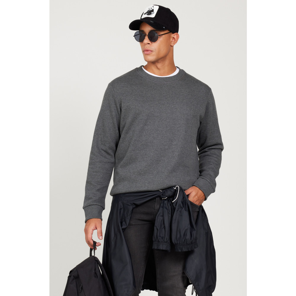 AC&Co / Altınyıldız Classics Erkek Antrasit-melanj Standart Fit Normal Kesim Içi Polarlı 3 Iplik Bisiklet Yaka Sweatshirt XL Beden Bayan Sweatshirt Fiyatı