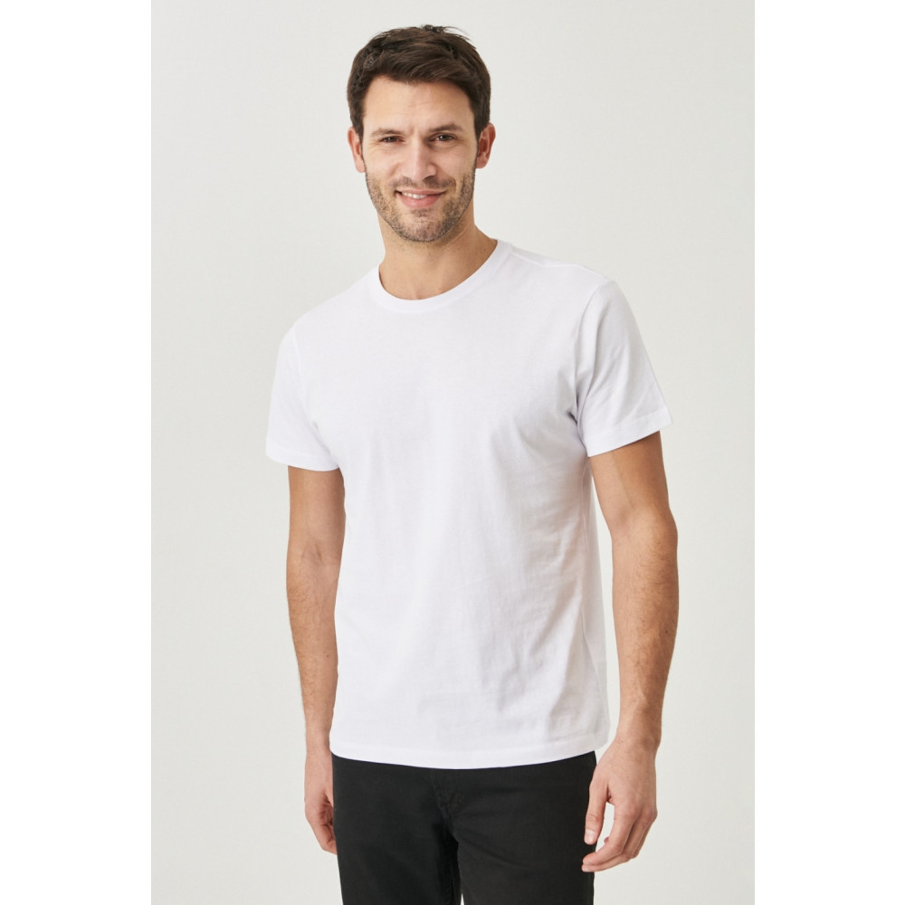 AC&Co / Altınyıldız Classics Erkek Beyaz %100 Pamuk Slim Fit Dar Kesim Bisiklet Yaka Kısa Kollu Tişört L Beden Bayan T-shirt Fiyatı