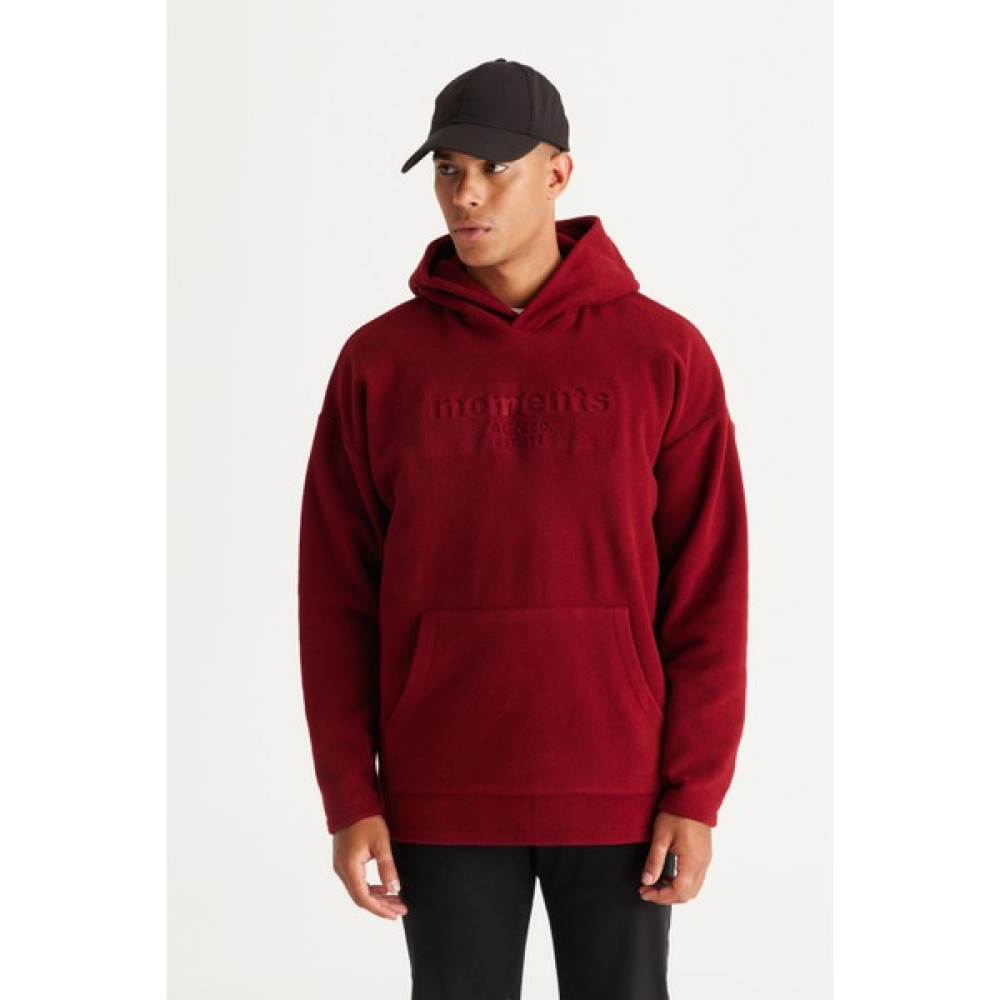 AC&Co / Altınyıldız Classics Erkek Bordo Oversize Bol Kesim Kapüşonlu Polar Erkek Sweatshirt Fiyatı