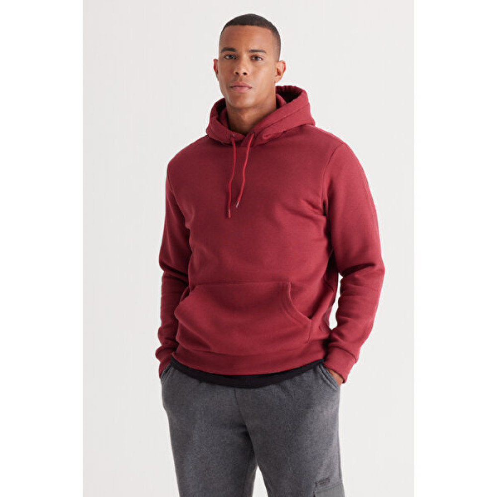 AC&Co / Altınyıldız Classics Erkek Bordo Standart Fit Içi Polarlı 3 Iplik Kapüşonlu Kanguru Cepli Pamuklu Sweatshirt Erkek Sweatshirt Fiyatı