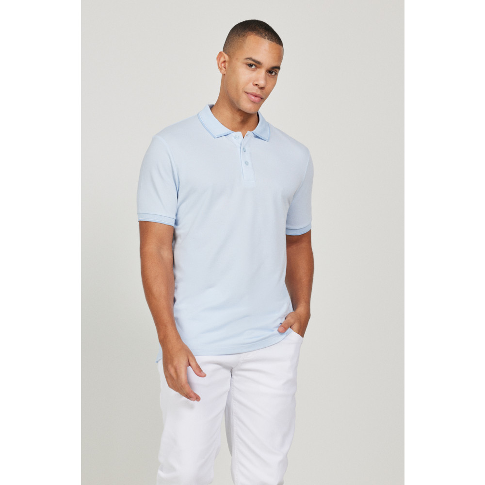 AC&Co / Altınyıldız Classics Erkek Çekmeyen Pamuklu Kumaş Slim Fit Dar Kesim Açık Mavi Kıvrılmaz Polo Yaka Tişört L Beden Erkek T-shirt Fiyatı