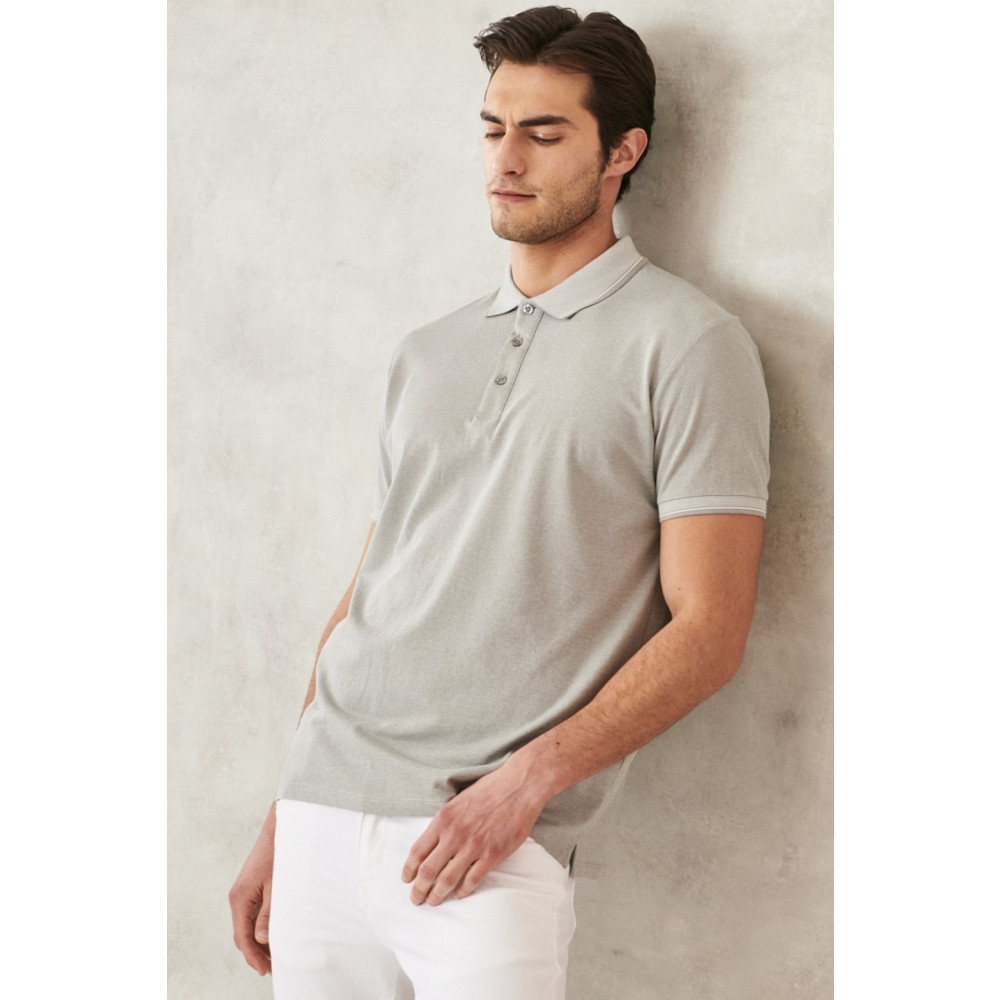 AC&Co / Altınyıldız Classics Erkek Çekmeyen Pamuklu Kumaş Slim Fit Dar Kesim Gri Kıvrılmaz Polo Yaka Tişört XS Beden Erkek T-shirt Fiyatı