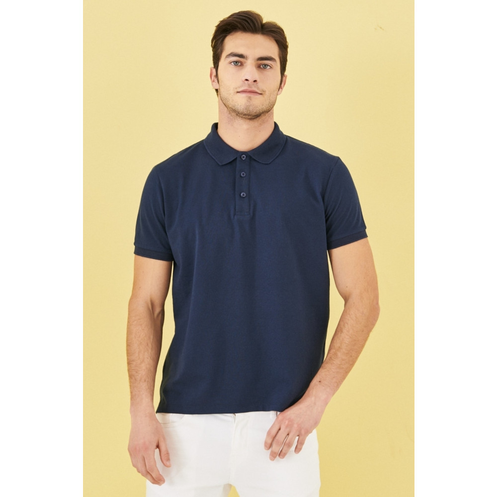 AC&Co / Altınyıldız Classics Erkek Çekmeyen Pamuklu Kumaş Slim Fit Dar Kesim Lacivert Kıvrılmaz Polo Yaka Tişört XXL Beden Erkek T-shirt Fiyatı
