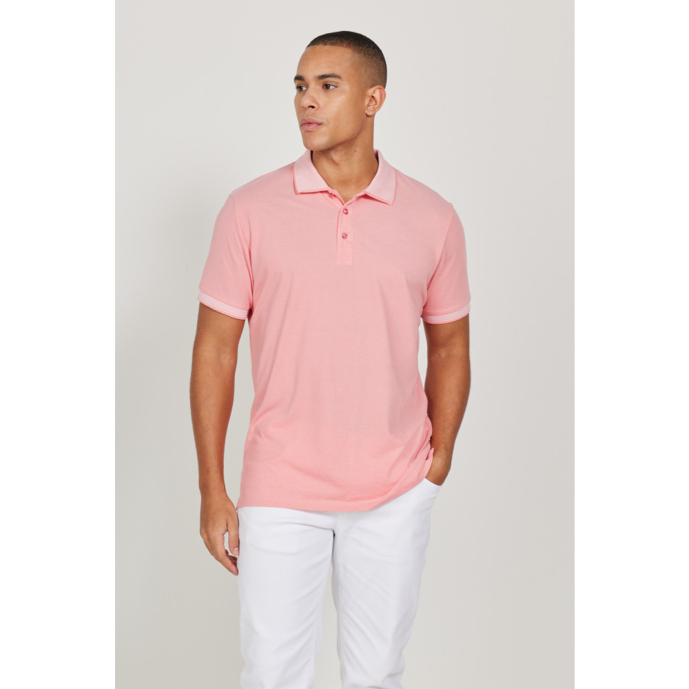 AC&Co / Altınyıldız Classics Erkek Çekmeyen Pamuklu Kumaş Slim Fit Dar Kesim Pembe-Beyaz Kıvrılmaz Polo Yaka Tişört M Beden Erkek T-shirt Fiyatı
