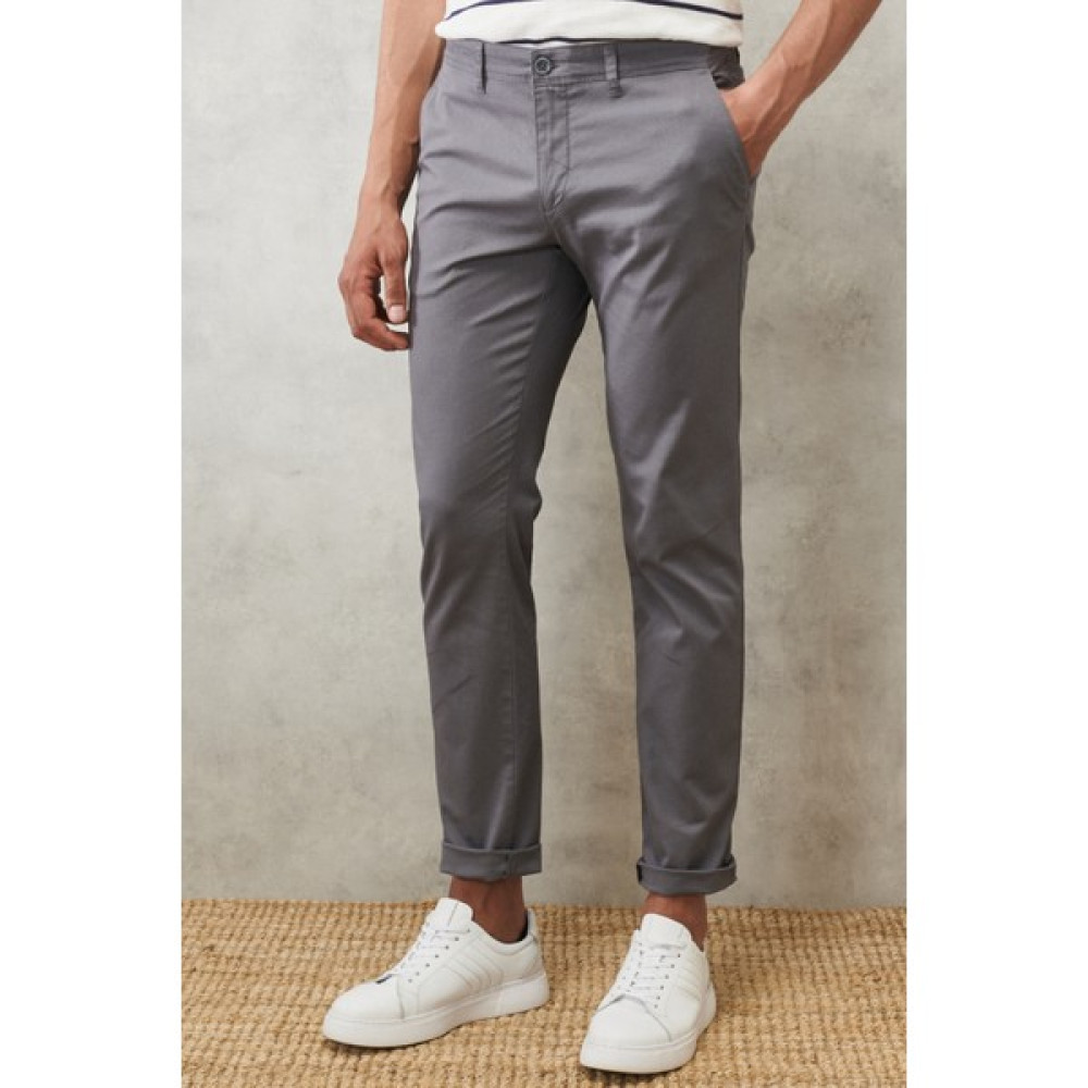 AC&Co / Altınyıldız Classics Erkek Gri Slim Fit Dar Kesim Yan Cep Esnek Chino Pantolon Erkek Pantolon Fiyatı