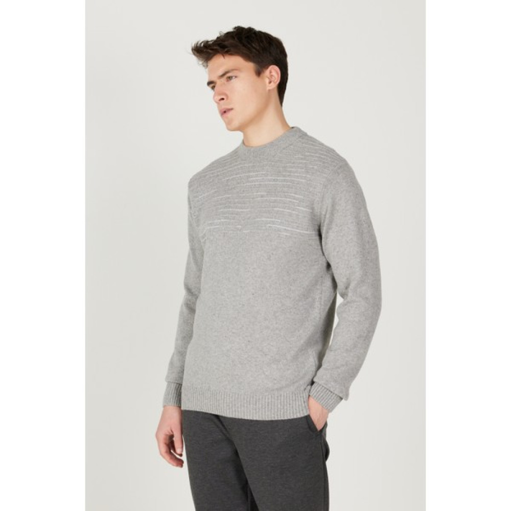 AC&Co / Altınyıldız Classics Erkek Gri Standart Fit Normal Kesim Yarım Balıkçı Yaka Yünlü Triko Kazak Erkek Kazak & Süveter & Triko Fiyatı