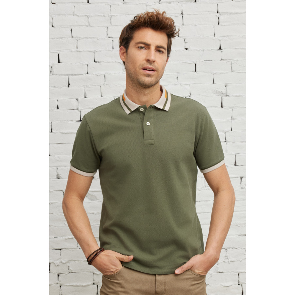 AC&Co / Altınyıldız Classics Erkek Haki Slim Fit Dar Kesim %100 Pamuk Kıvrılmaz Polo Yaka Tişört XXL Beden Erkek T-shirt Fiyatı