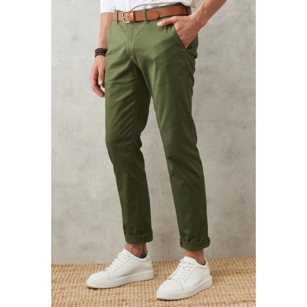 AC&Co / Altınyıldız Classics Erkek Haki Slim Fit Dar Kesim Yan Cep Esnek Chino Pantolon Erkek Pantolon Fiyatı