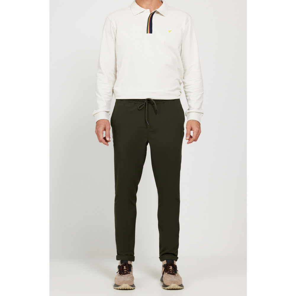 AC&Co / Altınyıldız Classics Erkek Haki Slim Fit Rahat Kesim Beli Bağlamalı Yan Cepli Jogger Pantolon 52 Beden Kadın Pantolon Fiyatı