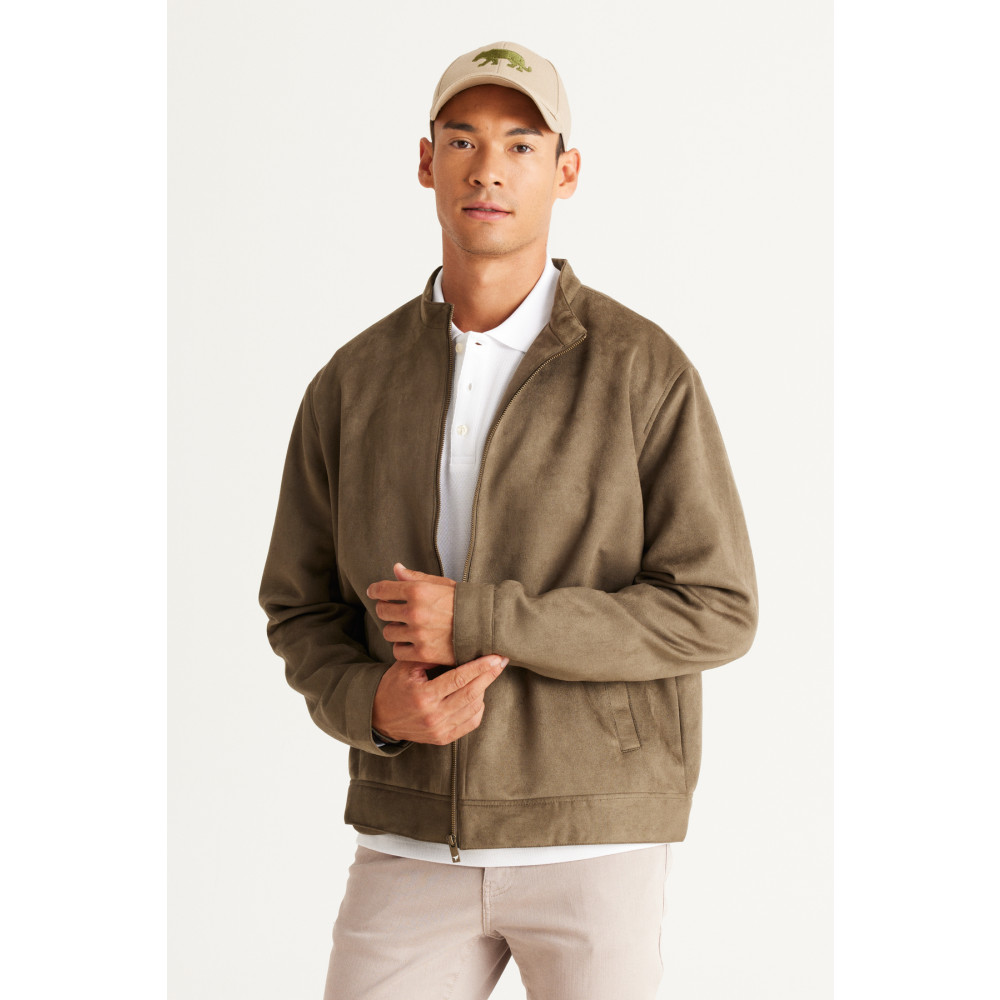 AC&Co / Altınyıldız Classics Erkek Haki Standart Fit Normal Kesim Dik Yaka Sıcak Tutan Süet Ceket Mont 2XL Beden Bayan Ceket Fiyatı