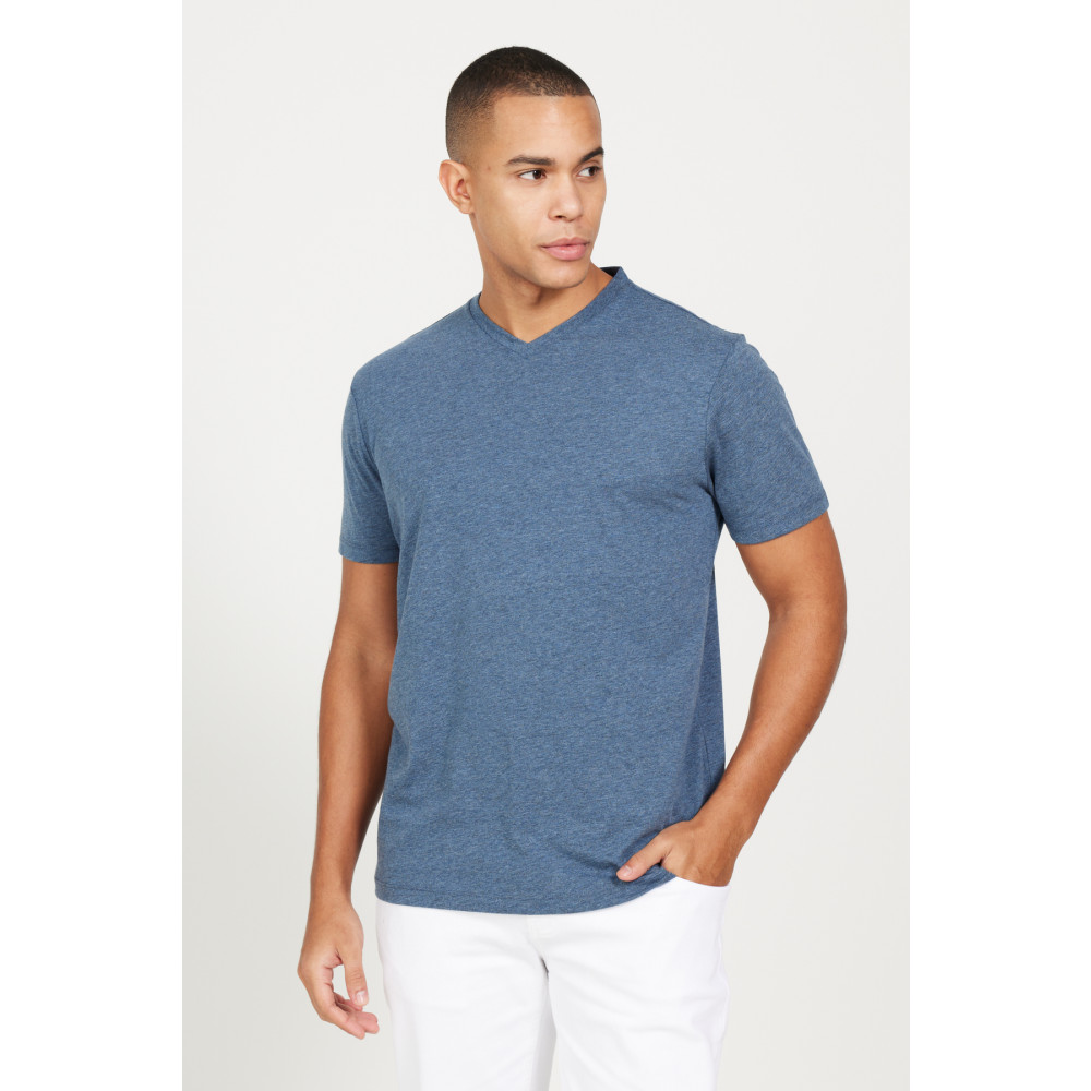 AC&Co / Altınyıldız Classics Erkek İndigo Melanj Slim Fit Dar Kesim V Yaka Pamuklu V Yaka Kısa Kollu Tişört S Beden Bayan T-shirt Fiyatı