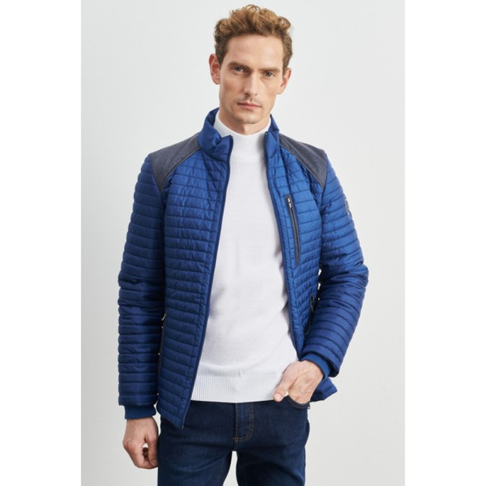 AC&Co / Altınyıldız Classics Erkek Indigo Standart Fit Normal Kesim Soğuk Hava Geçirmez Desenli Şişme Mont Erkek Mont Fiyatı