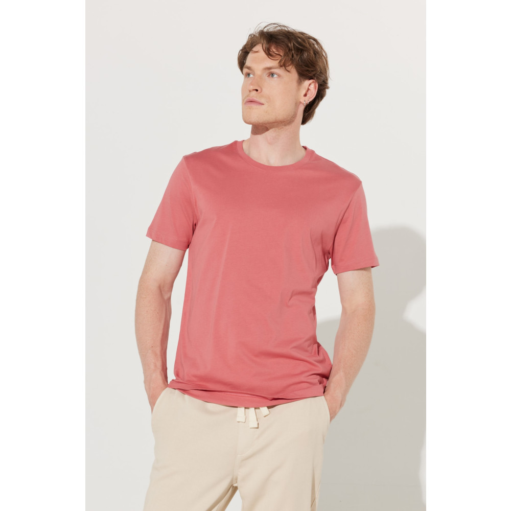 AC&Co / Altınyıldız Classics Erkek Kiremit Slim Fit Dar Kesim %100 Pamuk Bisiklet Yaka Kısa Kollu Tişört XS Beden Bayan T-shirt Fiyatı