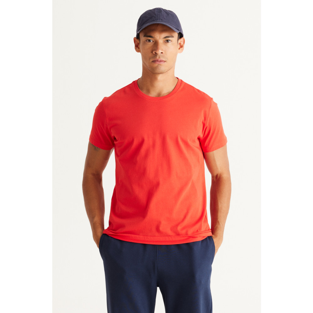 AC&Co / Altınyıldız Classics Erkek Kırmızı %100 Pamuk Slim Fit Dar Kesim Bisiklet Yaka Kısa Kollu Tişört XXL Beden Bayan T-shirt Fiyatı