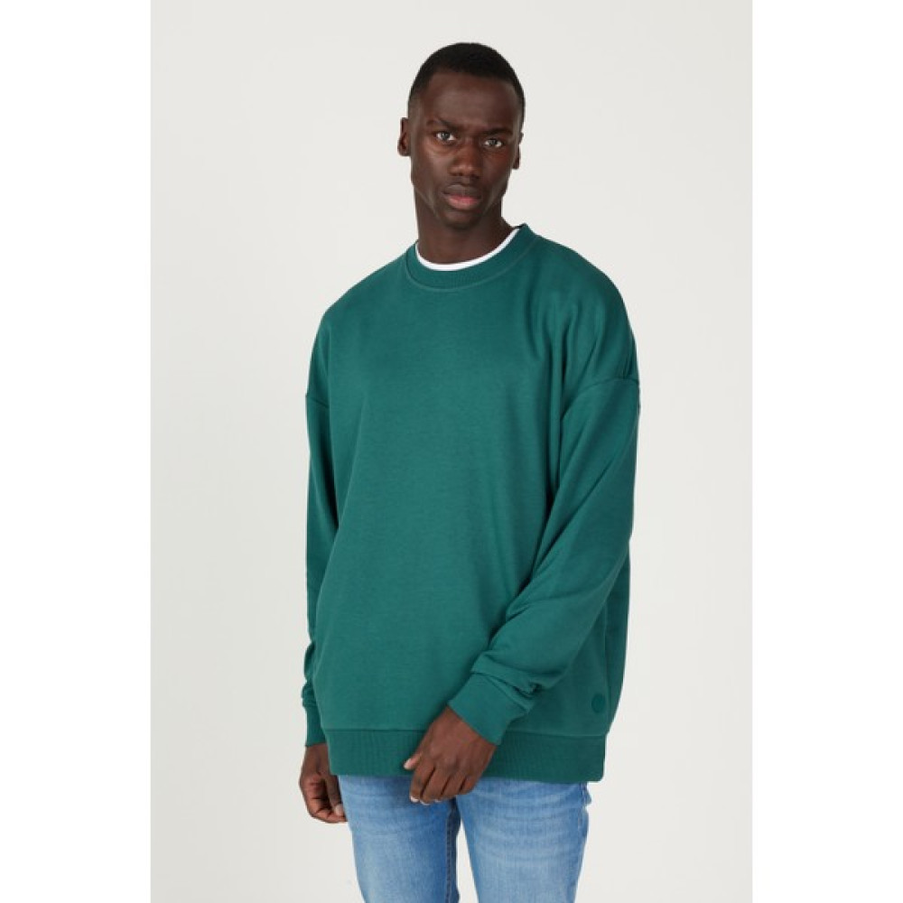 AC&Co / Altınyıldız Classics Erkek Koyu Yeşil Oversize Bol Kesim 3 Iplik Bisiklet Yaka Pamuklu Sweatshirt Erkek Sweatshirt Fiyatı