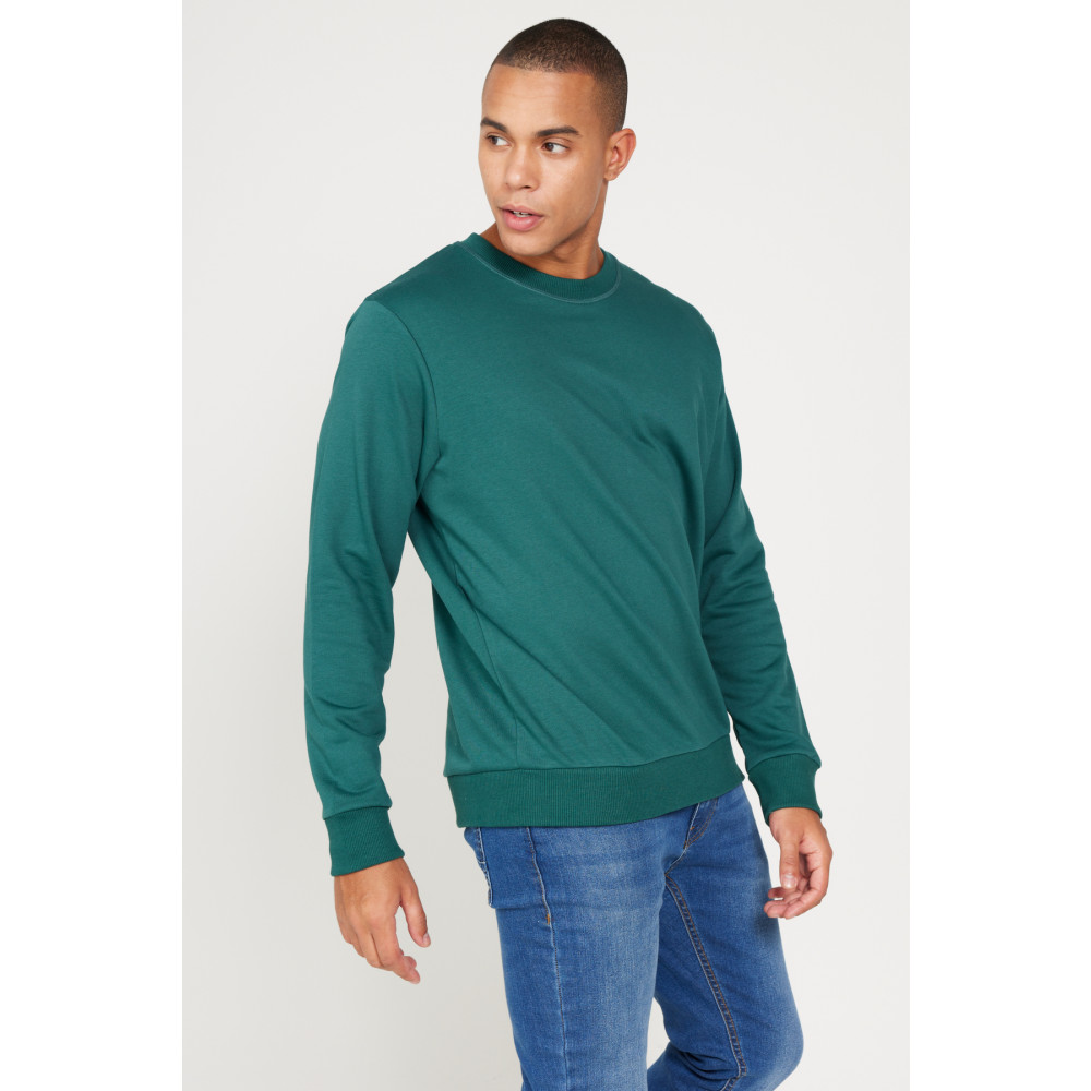 AC&Co / Altınyıldız Classics Erkek Koyu Yeşil Standart Fit Normal Kesim Bisiklet Yaka 3 Iplik Pamuklu Sweatshirt M Beden Bayan Sweatshirt Fiyatı