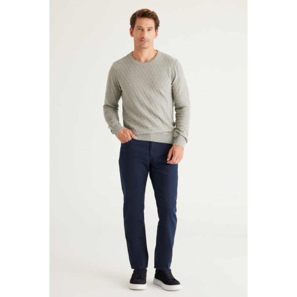 AC&Co / Altınyıldız Classics Erkek Lacivert 360 Derece Her Yöne Esneyen Slim Fit Dar Kesim Diyagonal Desenli Pantolon Erkek Jeans / Kot Pantolon Fiyatı