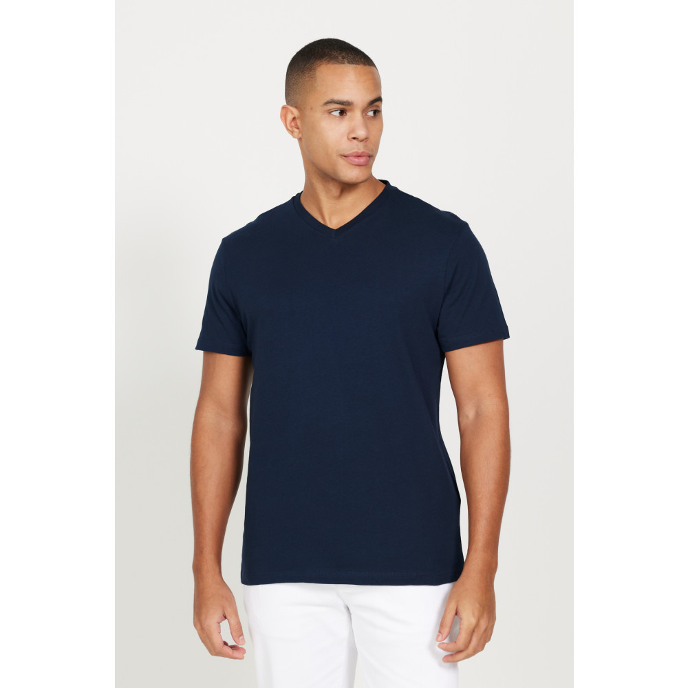 AC&Co / Altınyıldız Classics Erkek Lacivert Slim Fit Dar Kesim %100 Pamuk V Yaka Kısa Kollu Tişört M Beden Bayan T-shirt Fiyatı