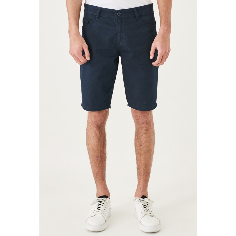 AC&Co / Altınyıldız Classics Erkek Lacivert Slim Fit Dar Kesim Armürlü %100 Pamuk Casual Chino Şort 48 Beden Erkek Şort Fiyatı
