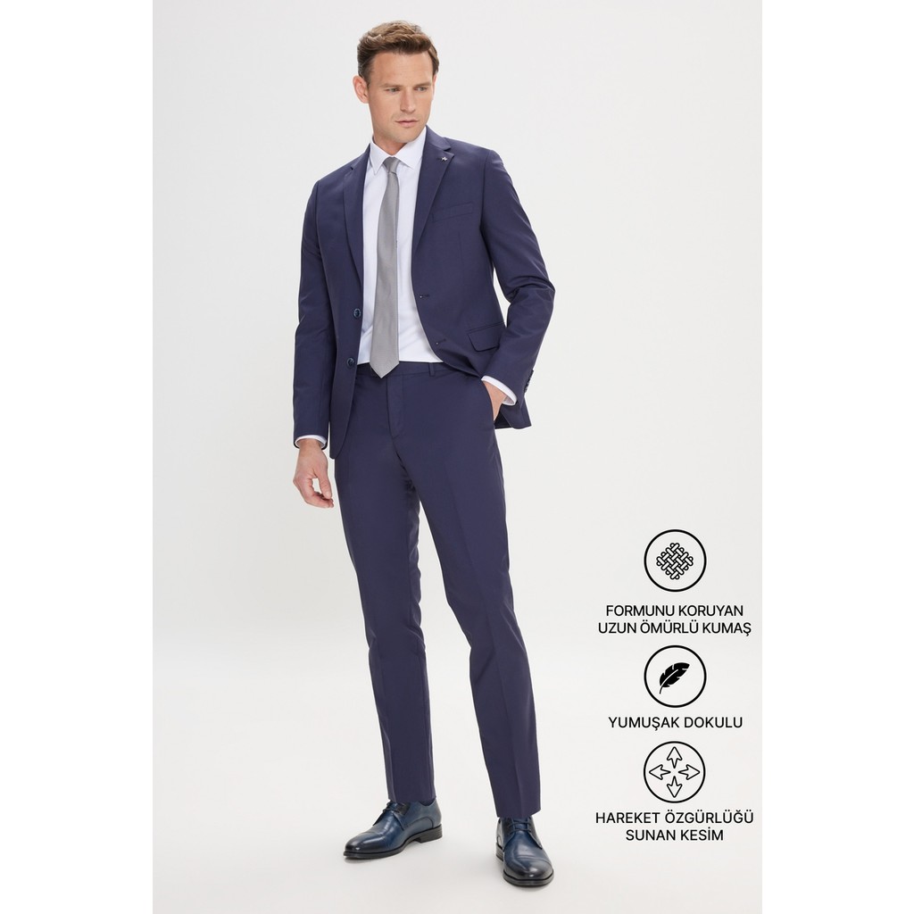 AC&Co / Altınyıldız Classics Erkek Lacivert Slim Fit Dar Kesim Mono Yaka Takım Elbise 48-6 Drop Beden" Erkek Takım Elbise Fiyatı