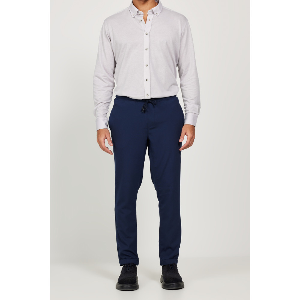 AC&Co / Altınyıldız Classics Erkek Lacivert Slim Fit Rahat Kesim Beli Bağlamalı Yan Cepli Jogger Pantolon 52 Beden Kadın Pantolon Fiyatı