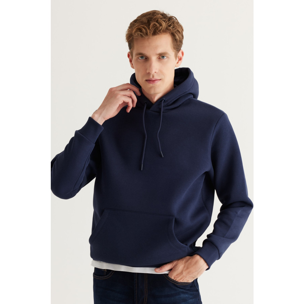 AC&Co / Altınyıldız Classics Erkek Lacivert Standart Fit Normal Kesim Içi Polarlı 3 Iplik Kapüşonlu Pamuklu Sweatshirt S Beden Bayan Sweatshirt Fiyatı