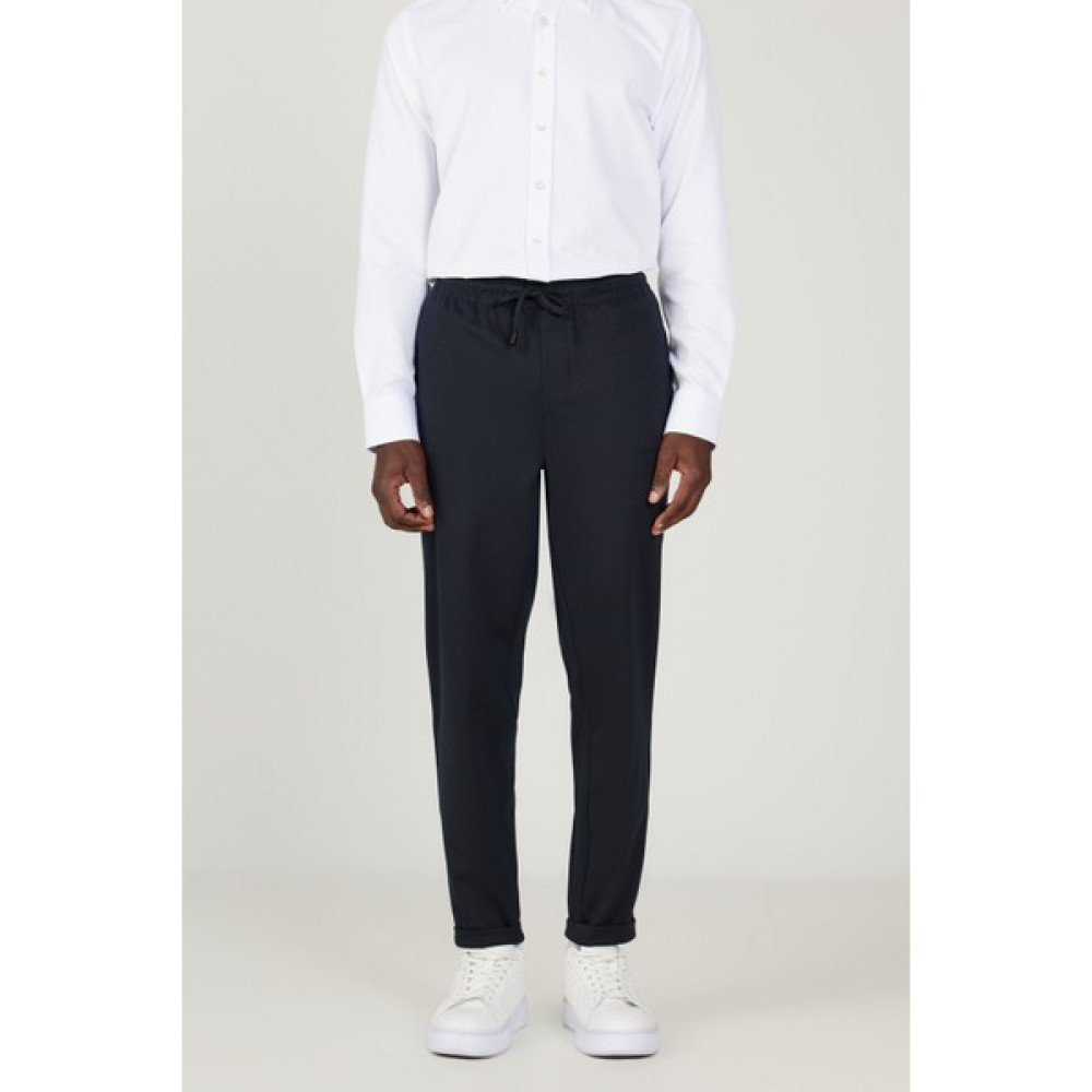AC&Co / Altınyıldız Classics Erkek Lacivert Standart Fit Normal Kesim Rahat Fleto Cepli Beli Bağlamalı Örme Esnek Pantolon Erkek Pantolon Fiyatı