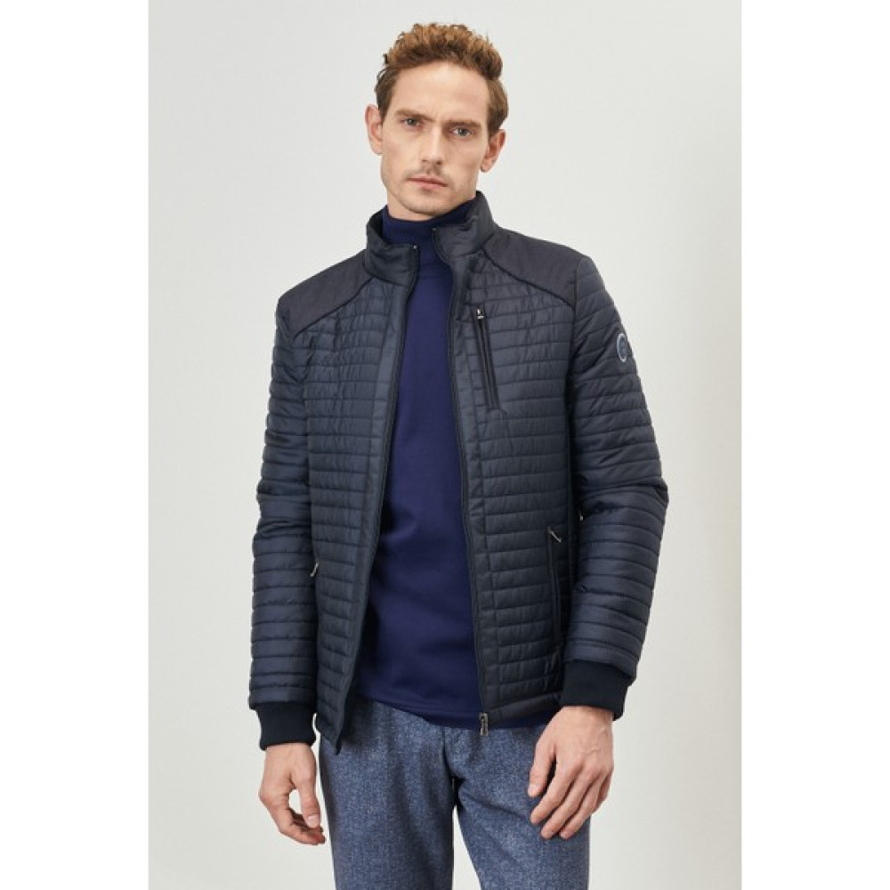 AC&Co / Altınyıldız Classics Erkek Lacivert Standart Fit Normal Kesim Soğuk Hava Geçirmez Desenli Şişme Mont Erkek Mont Fiyatı
