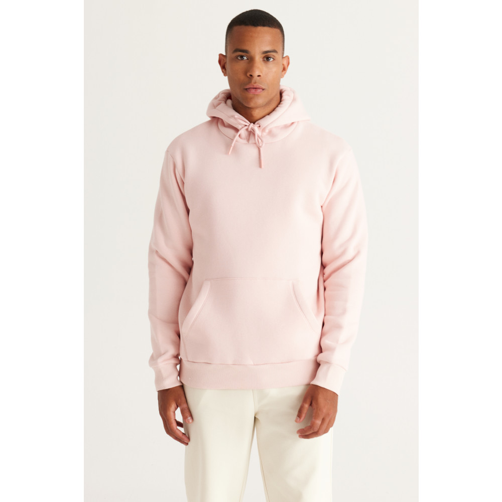 AC&Co / Altınyıldız Classics Erkek Pudra Standart Fit İçi Polarlı 3 İplik Kapüşonlu Kanguru Cepli Pamuklu Sweatshirt S Beden Bayan Sweatshirt Fiyatı
